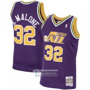 Camiseta Utah Jazz Karl Malone NO 32 Mitchell & Ness 1991-92 Violeta